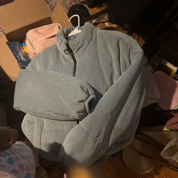 wild fable Light Blue Corduroy Puffer Jacket - Picture 3 of 4